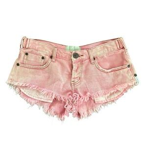 One Teaspoon Pink Jean Shorts